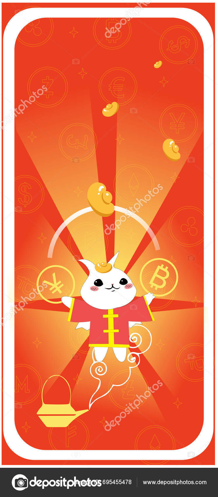 Chinese Zodiac Year Dragon 2024 Lucky Card Template Stock Vector by