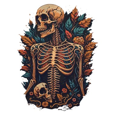kafatası ve kemik kafatası dövmesi, tişört tasarımı