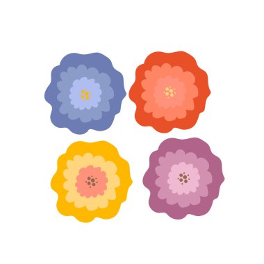 Set of flowers abstract art background vector. Botanical wall art design collection for prints,wall decoration,cover and wallpaper.