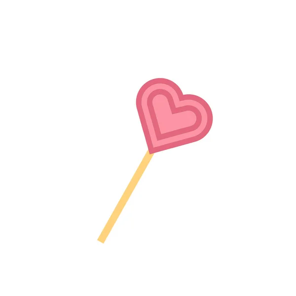 Heart Pink Lollipop Cute Vector Illustration Sweet Cartoon Lollipop — Vetor de Stock