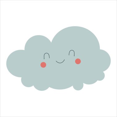 Gözleri kapalı ve gülümseyen sevimli bir çizgi film bulutu. Vektör