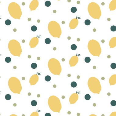 Açık sarı arkaplanda açık sarı limon. Duvar kâğıdı, afiş, etiket, kapak, kart, doku vs. için dikişsiz çizgi film tarzı. vektör tasarımı.