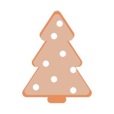 Beyaz arka planda izole edilmiş klasik Xmas bisküvisi. Vektör çizimi. Tatil tatlısı. Tatlı zencefilli ekmek. .