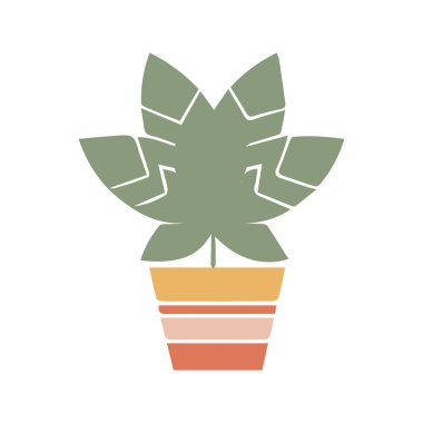 Çizgi film düz stiliyle vektör illüstrasyonu. Büyük doğal bitki. Esrar bitkisi. Ev ve ofis için güzel moda dekoratif bitkiler.