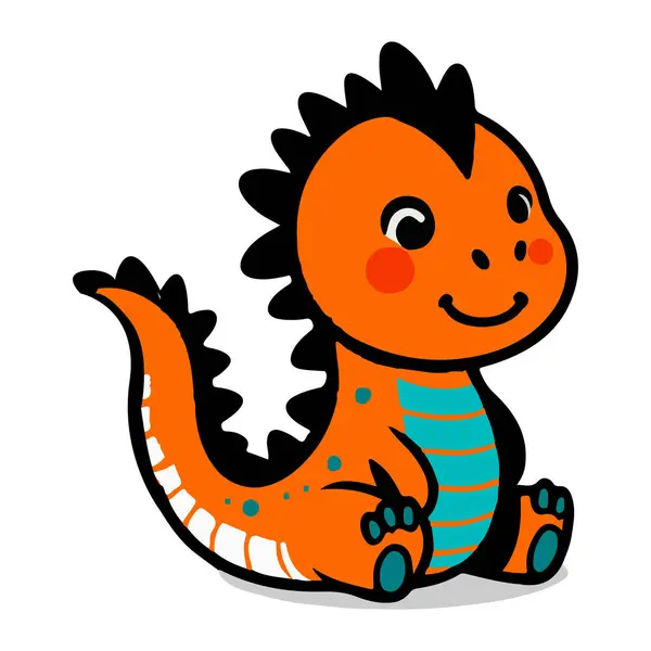 Şirin Bebek Ejderha Çizgi Filmi Vektör Simgesi İllüstrasyonu. Hayvan Doğa Simgesi İzole edilmiş Premium Vektörü. Düz Çizgi Film Biçimi