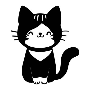 Şirin kedi simgesi vektör resimleme simgesi düz biçim beyaz arkaplan üzerinde izole
