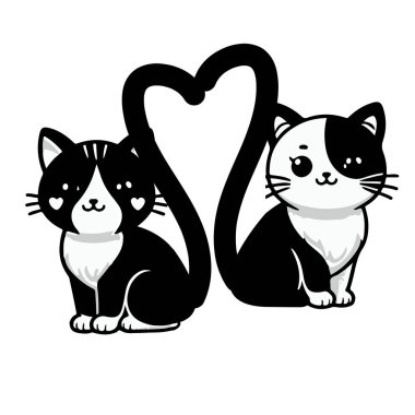 Vector drawings set of cute cats, vector