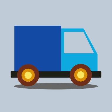 Mavi kamyon oyuncak vektör simgesi, düz