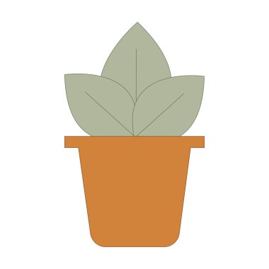 Ağlar için taze bitki resmi olan saksı dikin. Küçük bitki vektör tasarımlı basit seramik kap. Terracotta pot web simgesi beyaza izole edildi. Turuncu terra cotta çiçek saksısı clipart logosu. Bahçe kavramı