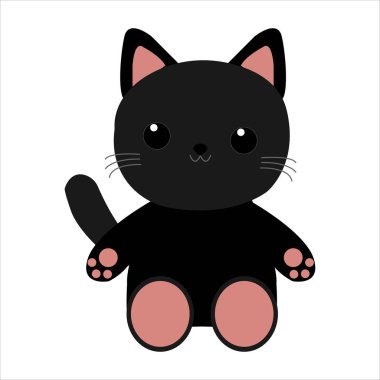 Şirin kedi yavrusu düz vektör çizimi. Şirin kedi eli izole edilmiş vektör çizimi