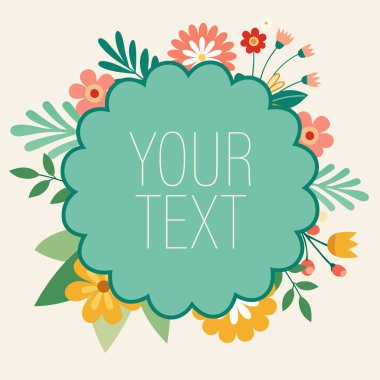  Metnin için yeri olan çiçek çerçevesi, 