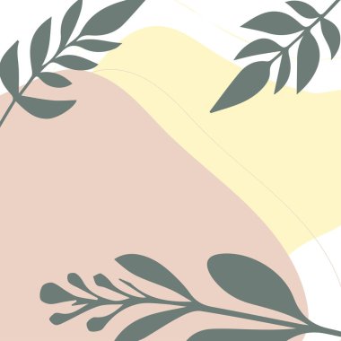 Yeşil yaprakların el çizimi olduğu soyut arkaplan