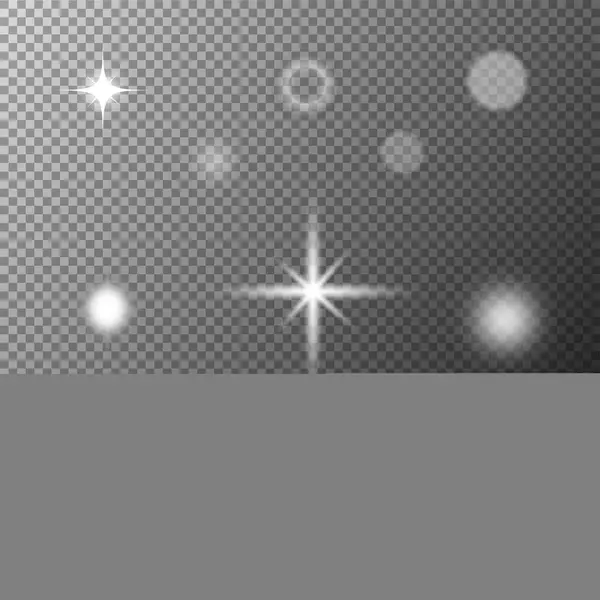 Şeffaf bir arkaplanda çeşitli ışık efektleri koleksiyonu.