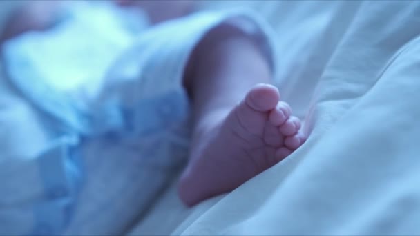 Video Yeni Doğmuş Bebeklerin Küçük Ayaklarının Rüya Gibi Yakın Plan — Stok video