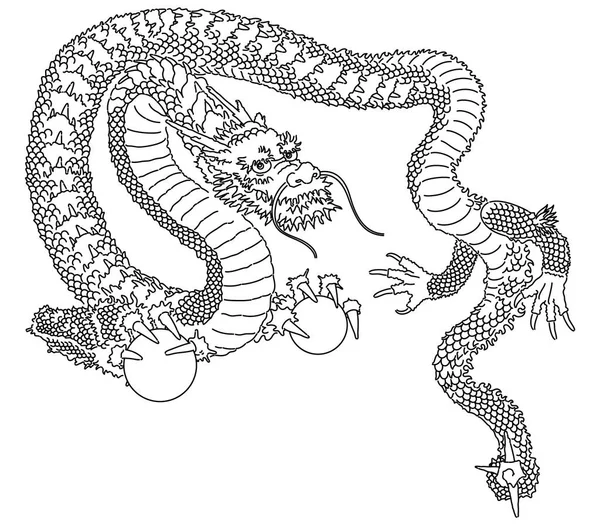 Черно Белый Рисунок Линии Который Легко Использовать Дизайна Китайском Стиле — стоковый вектор