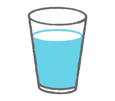 Bir bardak suyun renk çizimi. Basit bir çizim simgesi..