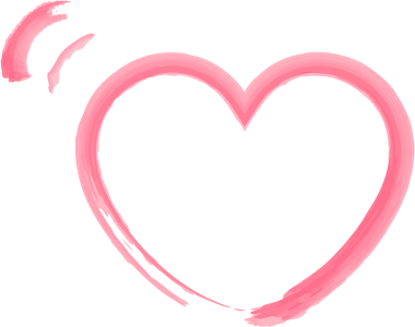 Suluboya ile çizilmiş basit bir pembe kalp simgesi. Tek vuruşla çizilmiş bir kalbin dekoratif çerçevesi..