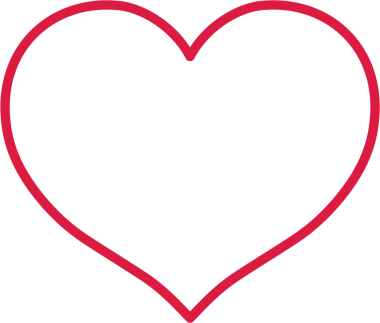 Kalp dekoratif çerçevesinin basit bir çizimi. Beyaz arka planda kırmızı bir kalp çizimi..