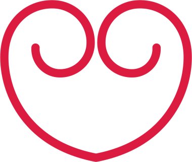 Basit bir kalp çizimi tasviri. Beyaz arka planda kırmızı çizgiler çizilmiş basit bir kalp çizgisi..