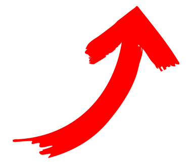 Kırmızı bir okun sağa doğru hızla çapraz yükselişinin tasviri. Ok, işaretle çizilmiş kalın bir çizgidir..