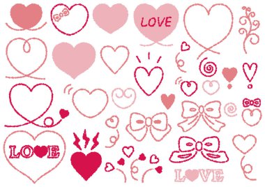 Bu, kalplerin ve kurdelelerin elle çizilmiş bir çizimi. Bu sayfada, basit, şirin, pembe, kırmızı kalpler ve kurdeleler klipsleme sanatını sunuyoruz..