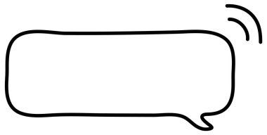 Bu bir konuşma balonu ve duyguları temsil eden iki satırın siyah-beyaz çizimi. Siyah çizgilerle çizilmiş basit bir çizgi..