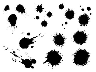 Bu resimde siyah mürekkep lekeleri var. Bu siyah mürekkep lekesinin bir varyasyon seti..