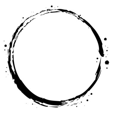 Japon tarzı bir çerçeve, fırçayla çizilmiş siyah daireler. Tek fırça darbesiyle dairesel bir dekoratif çerçeve..