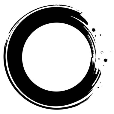 Japon tarzı bir çerçeve, fırçayla çizilmiş siyah daireler. Tek fırça darbesiyle dairesel bir dekoratif çerçeve..