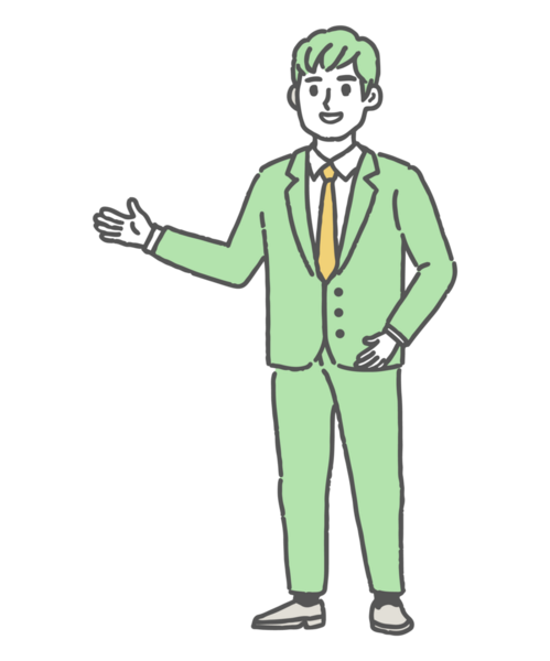 Bu, el hareketleriyle yön gösteren bir iş adamının çizimi. Bu basit renk çizimi takım elbiseli bir işadamını gösteriyor..