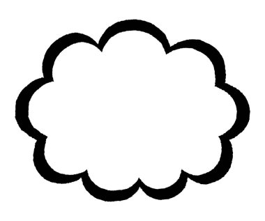  Beyaz Arkaplanda Basit Bulut Şeklinde Dekoratif Çerçeve. Siyah çizgili, bulut şeklinde bir çerçeve..