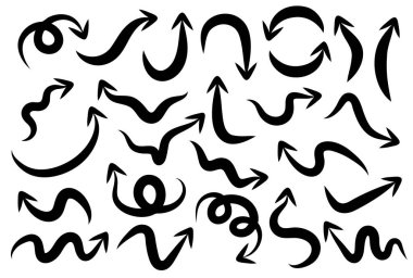  Ok Simgesi Gösterimi Çeşitli Yönler 'de. Bir dizi kalın çizgi siyah ok simgesi.