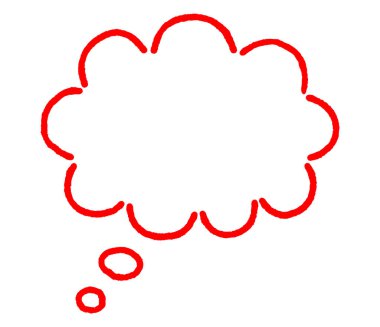  Basit kırmızı bulut şekilli konuşma balonu. Basit bir renkli bulut şekilli çerçeve simgesi.