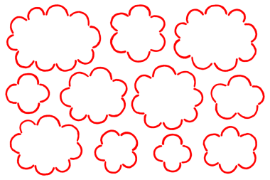 Kırmızı Çizgili Basit Bulut Şekilli Çerçeve. Bu el yapımı bulut şekilli çerçevelerin bir varyasyonu..