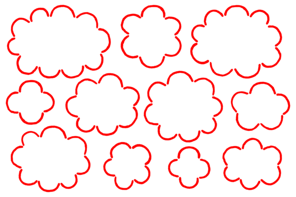 Kırmızı Çizgili Basit Bulut Şekilli Çerçeve. Bu el yapımı bulut şekilli çerçevelerin bir varyasyonu..