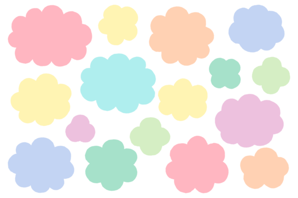 Pastel Bulut Şekilli Çerçeve Seti. Pastel renkli bulut şekilli bir simge seti.