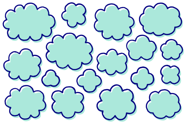 Basit Bulut Şekilli Çerçeve Seti. Açık mavi bulut şekilli bir simge seti.