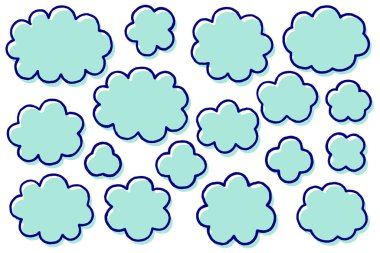 Basit Bulut Şekilli Çerçeve Seti. Açık mavi bulut şekilli bir simge seti.