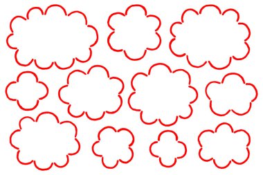 Kırmızı Çizgili Basit Bulut Şekilli Çerçeve. Bu el yapımı bulut şekilli çerçevelerin bir varyasyonu..