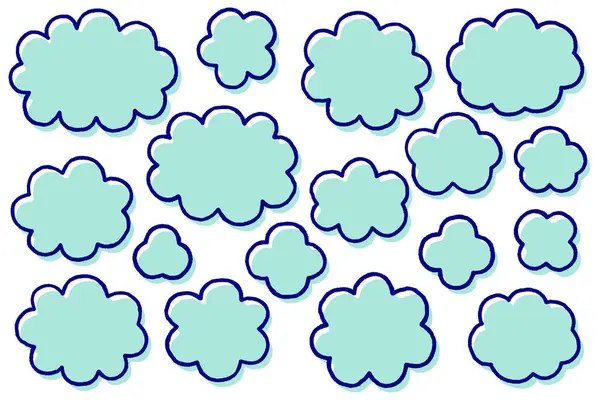 Basit Bulut Şekilli Çerçeve Seti. Açık mavi bulut şekilli bir simge seti.