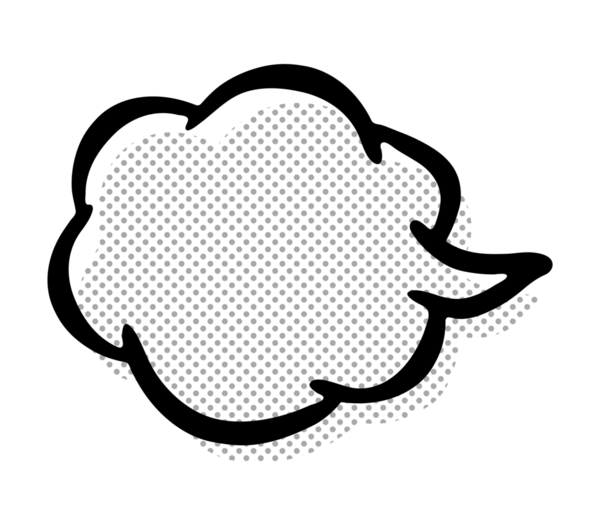 Tek renkli Sigh Simgesi Siyah ve Gri Bulut Polka Nokta desenli Çizgi Sanat Tarzı. Basit bir bulut şekilli konuşma balonu simgesi.