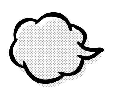  Tek renkli Sigh Simgesi Siyah ve Gri Bulut Polka Nokta desenli Çizgi Sanat Tarzı. Basit bir bulut şekilli konuşma balonu simgesi.