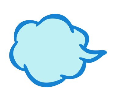 Bulut Biçimli İç Çekiş Simgesi Soyut Mavi Konuşma Sembolü Duygular ve Mesajlar. Basit bir bulut şekilli konuşma balonu simgesi.