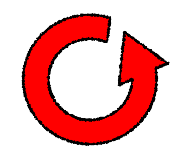 Kırmızı Dairesel Dönen Ok Simgesi. Saat yönünün tersine dönen bir okun simgesidir..