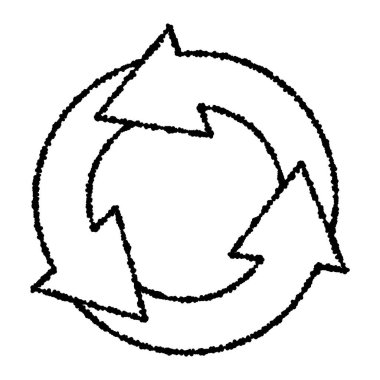 Siyah ve Beyaz Dairesel Ok Simgesi Dönüşümlü. Saat yönünün tersine dönen bir okun simgesidir..