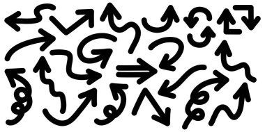 Cesur Kara Ok Simgesi Seti. Farklı yönleri gösteren çeşitli oklar..