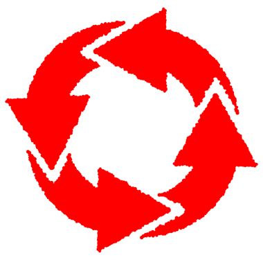 Dönen Kırmızı Dairesel Ok Simgesi. Bu halka şeklinde gezen basit bir ikonun çizimi..