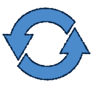 Dönen Açık Mavi Dairesel Ok Simgesi. Bu, halka içinde dönen basit bir simgenin çizimi..