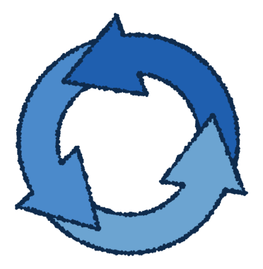 Dönen Açık Mavi Dairesel Ok Simgesi. Bu halka şeklinde gezen basit bir ikonun çizimi..