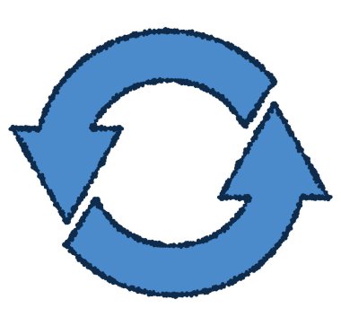 Dönen Açık Mavi Dairesel Ok Simgesi. Bu, halka içinde dönen basit bir simgenin çizimi..